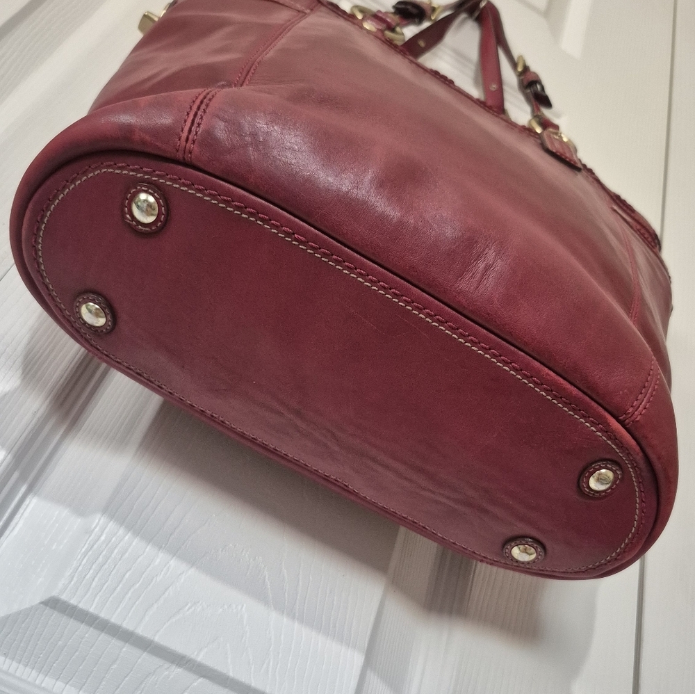Coach Burgundy Red Leather Carryall Gallery Tote With Gold Hardward 2007 - Picture 10 of 16